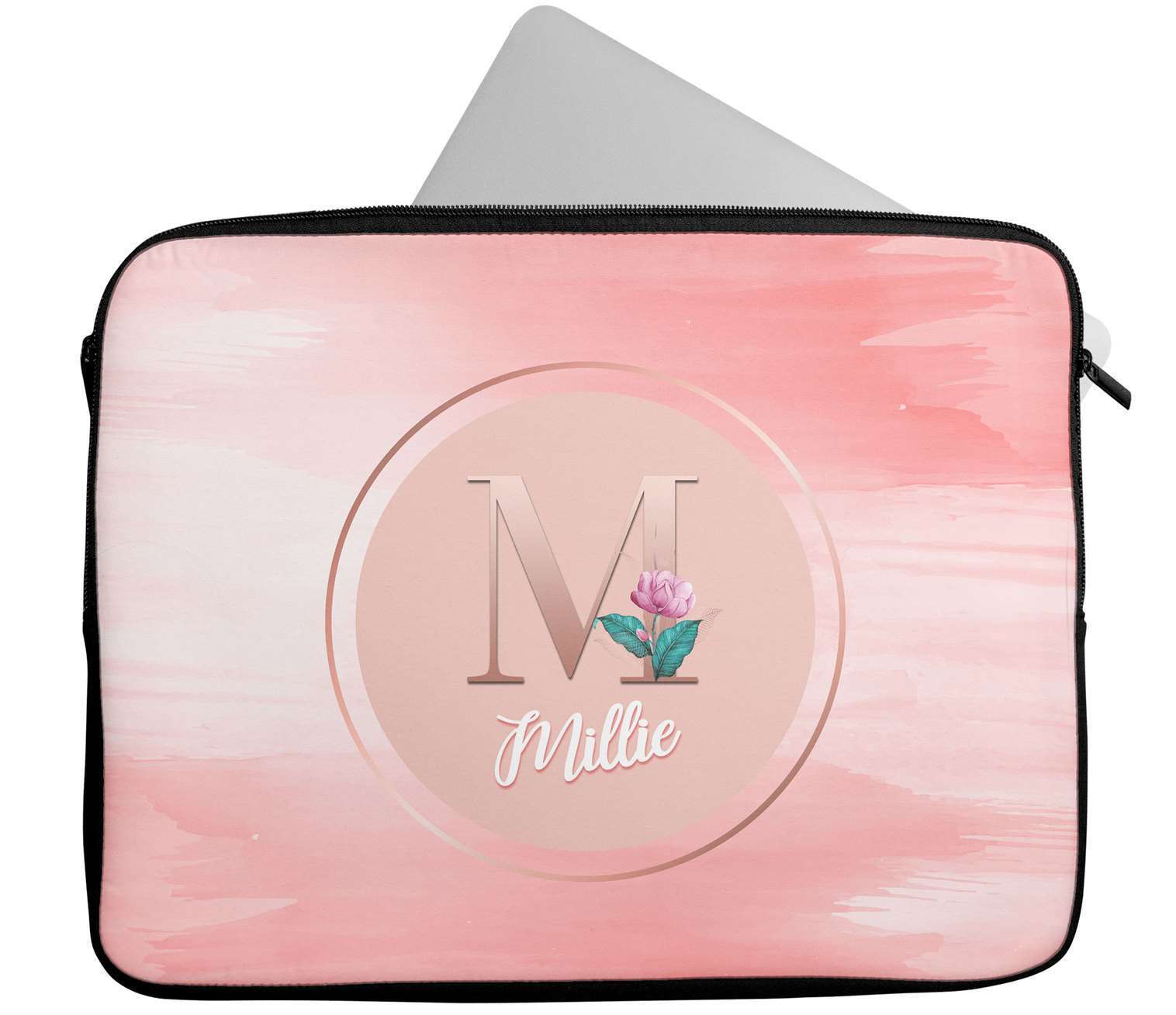 Personalised Any Name Floral Design Laptop Case Sleeve Tablet Bag 31