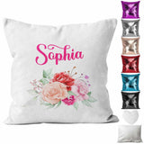 Personalised Cushion Floral Sequin Cushion Pillow Printed Birthday Gift 66