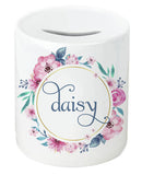 Personalised Any Name Floral Savings Children Funny Money Box Printed Gift 2