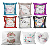 Personalised Cushion Floral Sequin Cushion Pillow Printed Birthday Gift 92