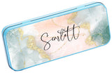 Personalised Any Name Marble Pencil Case Tin Children School Kids Stationary 29