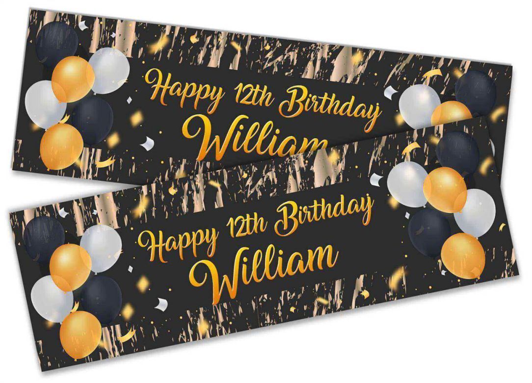 Personalised Birthday Banners Balloon Design Children Kids Party Decoration 75