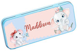 Personalised Any Name Animal Pencil Case Tin Children School Kids Stationary 16