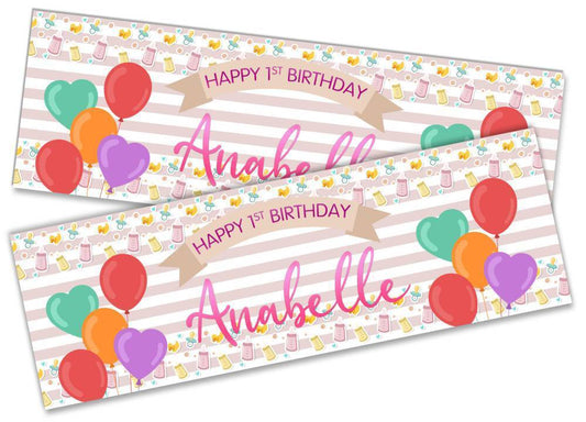 Personalised Birthday Banners Generic Design Children Kids Party Decoration 250