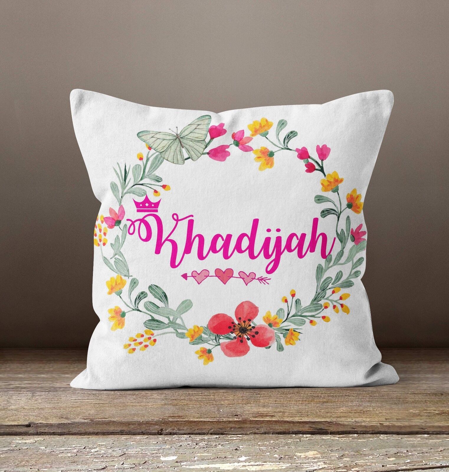 Personalised Any Name Floral Pink Cushion Pillow Custom Printed Birthday Gift 1