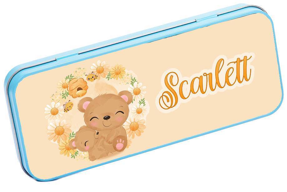 Personalised Any Name Panda Pencil Case Tin Children School Kids Stationary 19