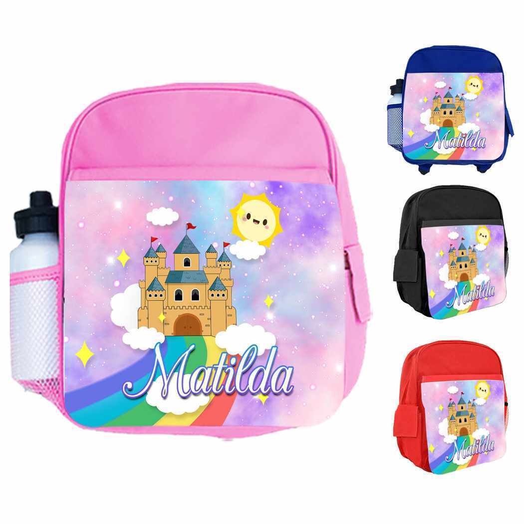 Personalised Kids Backpack Any Name Princess Design Boys Girls kid School Bag 33