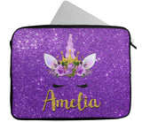 Personalised Any Name Unicorn Design Laptop Case Sleeve Tablet Bag 80