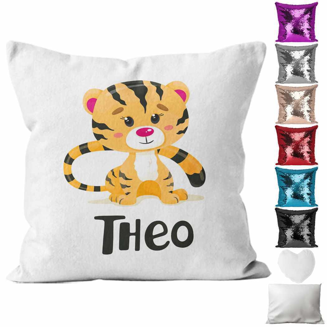 Personalised Cushion Animal Sequin Cushion Pillow Printed Birthday Gift 106