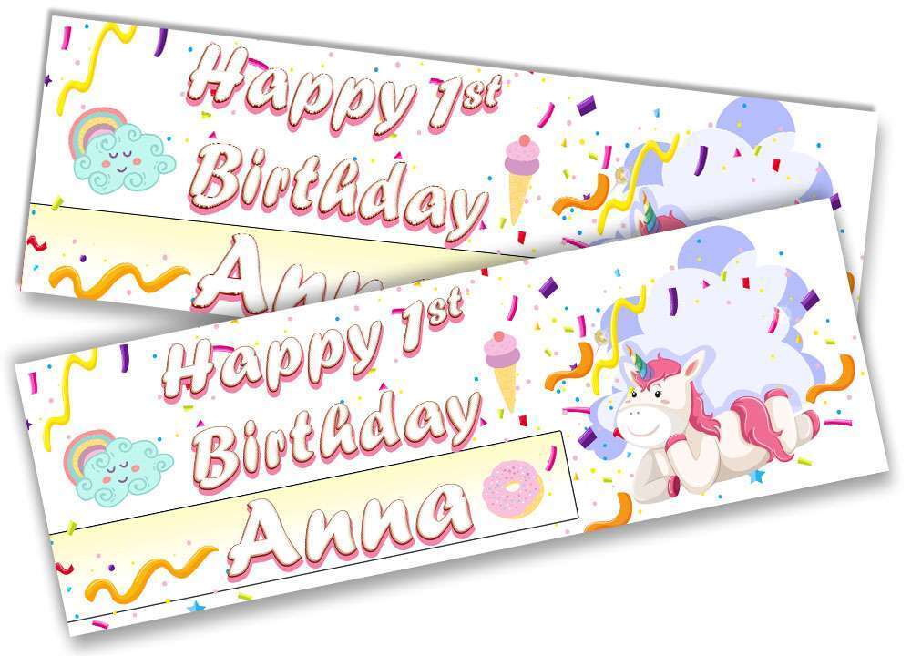 Personalised Birthday Banners Unicorn Design Children Kids Party Decoration 22