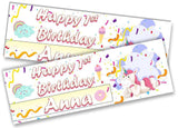 Personalised Birthday Banners Unicorn Design Children Kids Party Decoration 22