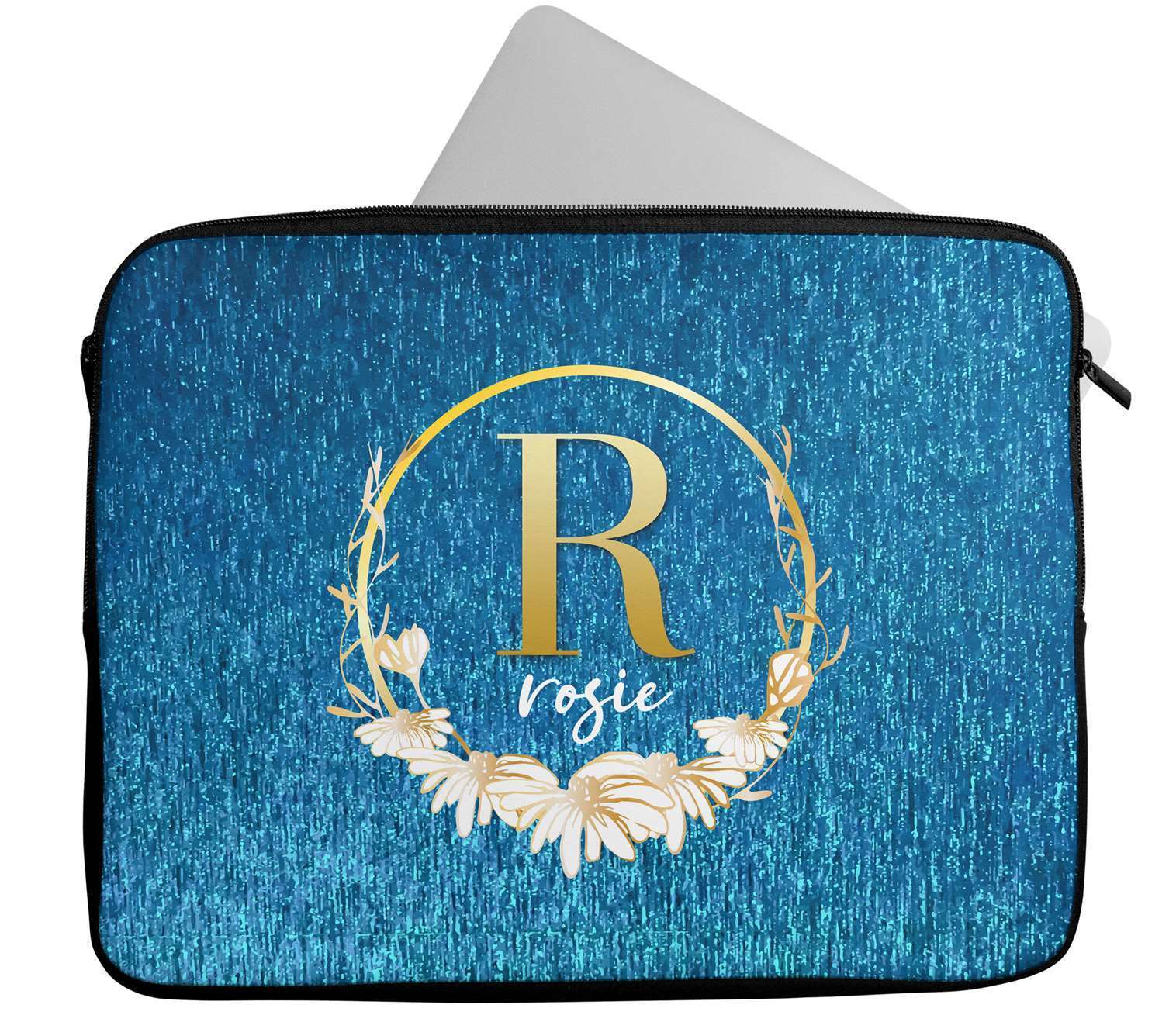 Personalised Any Name Floral Design Laptop Case Sleeve Tablet Bag 31