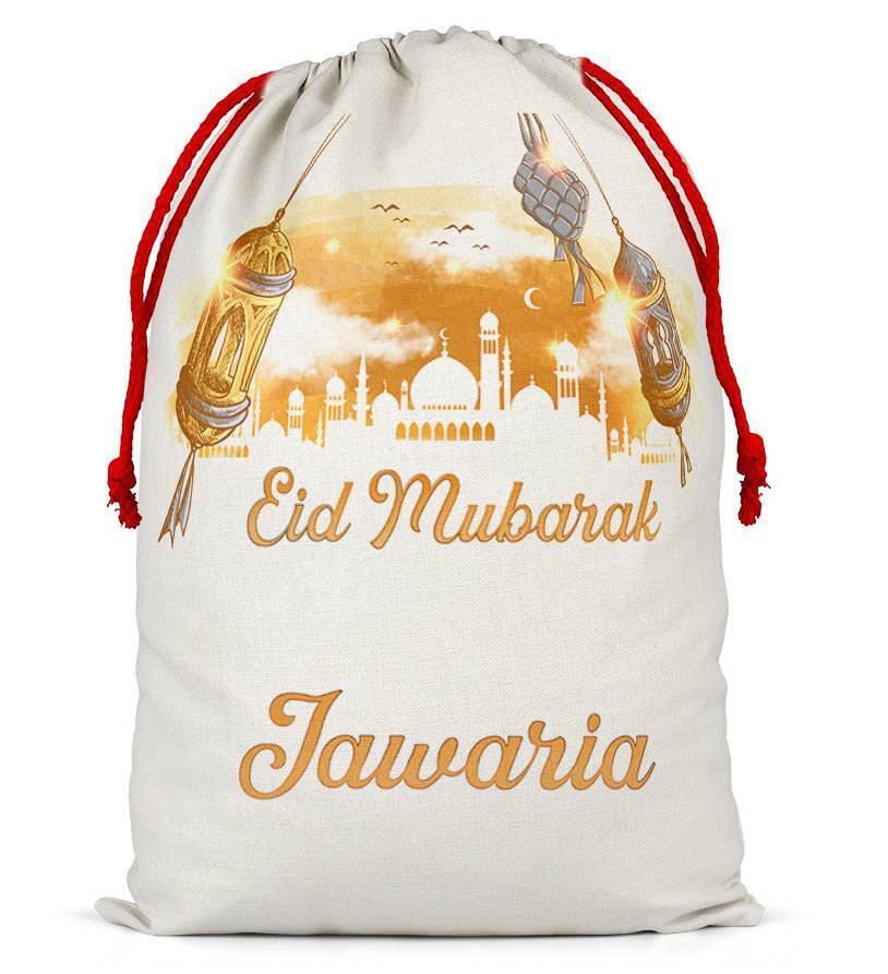 Personalised Eid Sack Bag Boy Girl eid Gift idea Stocking Bag 12