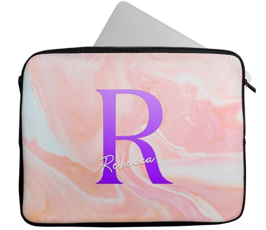 Personalised Any Name Marble Design Laptop Case Sleeve Tablet Bag 108