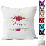 Personalised Cushion Floral Sequin Cushion Pillow Printed Birthday Gift 101