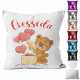 Personalised Cushion Teddy Bear Sequin Cushion Pillow Printed Birthday Gift 56