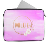 Personalised Any Name Floral Design Laptop Case Sleeve Tablet Bag 31