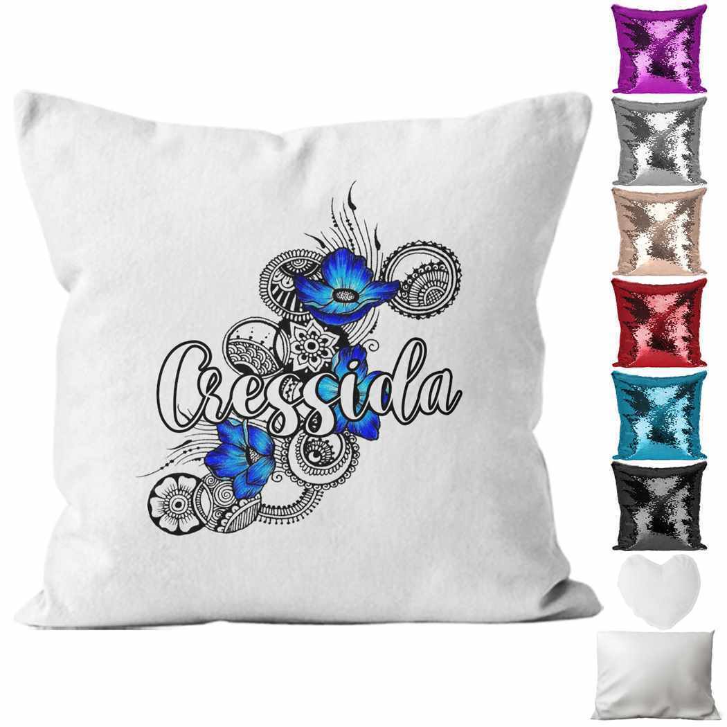 Personalised Cushion Floral Sequin Cushion Pillow Printed Birthday Gift 46