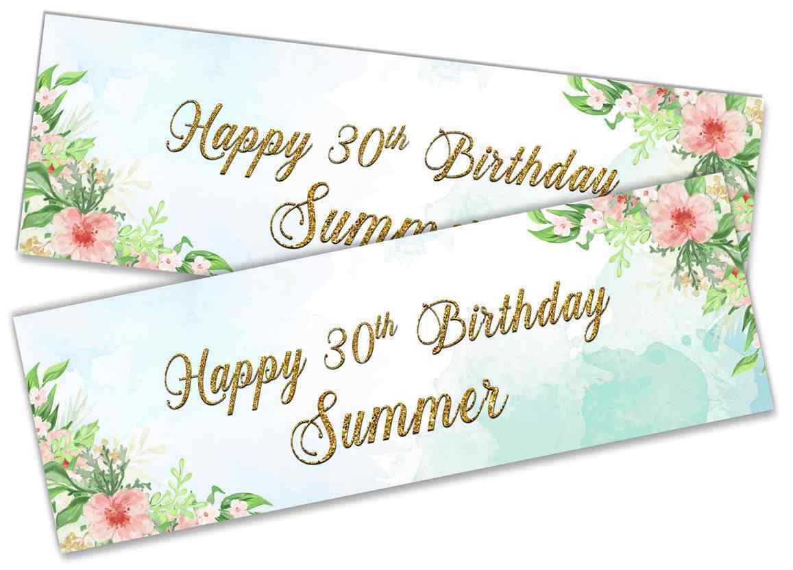 Personalised Birthday Banners Floral Design Kids adult Party Decoration 86