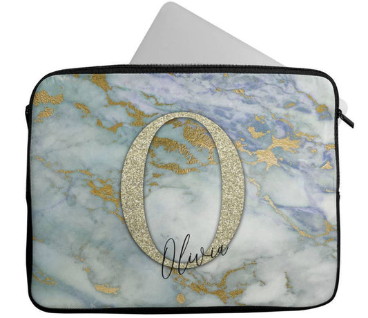 Personalised Any Name Marble Design Laptop Case Sleeve Tablet Bag 104