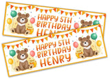 Personalised Birthday Banners Teddy Design Children Kids Party Decoration 114