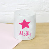 Personalised Any Name Star Girls Kids Childrens Money Box Printed Gift Saving