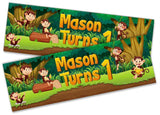 Personalised Birthday Banners Jungle Design Children Kids Party Decoration 81