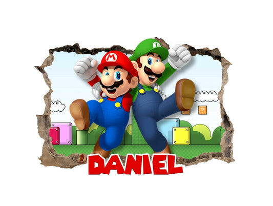 Personalised Mario Any Name Wall Decal 3D Art Stickers Vinyl Bedroom 72