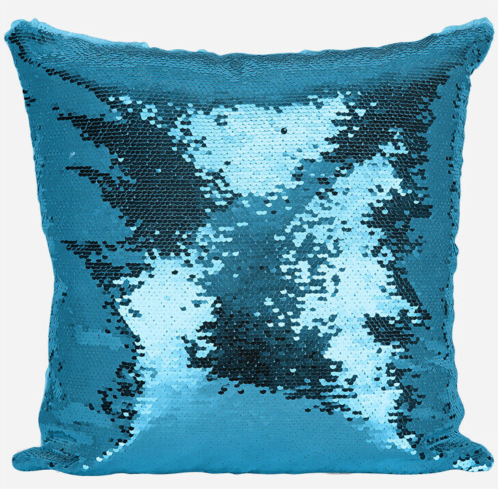 Personalised Football Design Any Name Magic Reveal Blue Sequin Cushion Cover 4