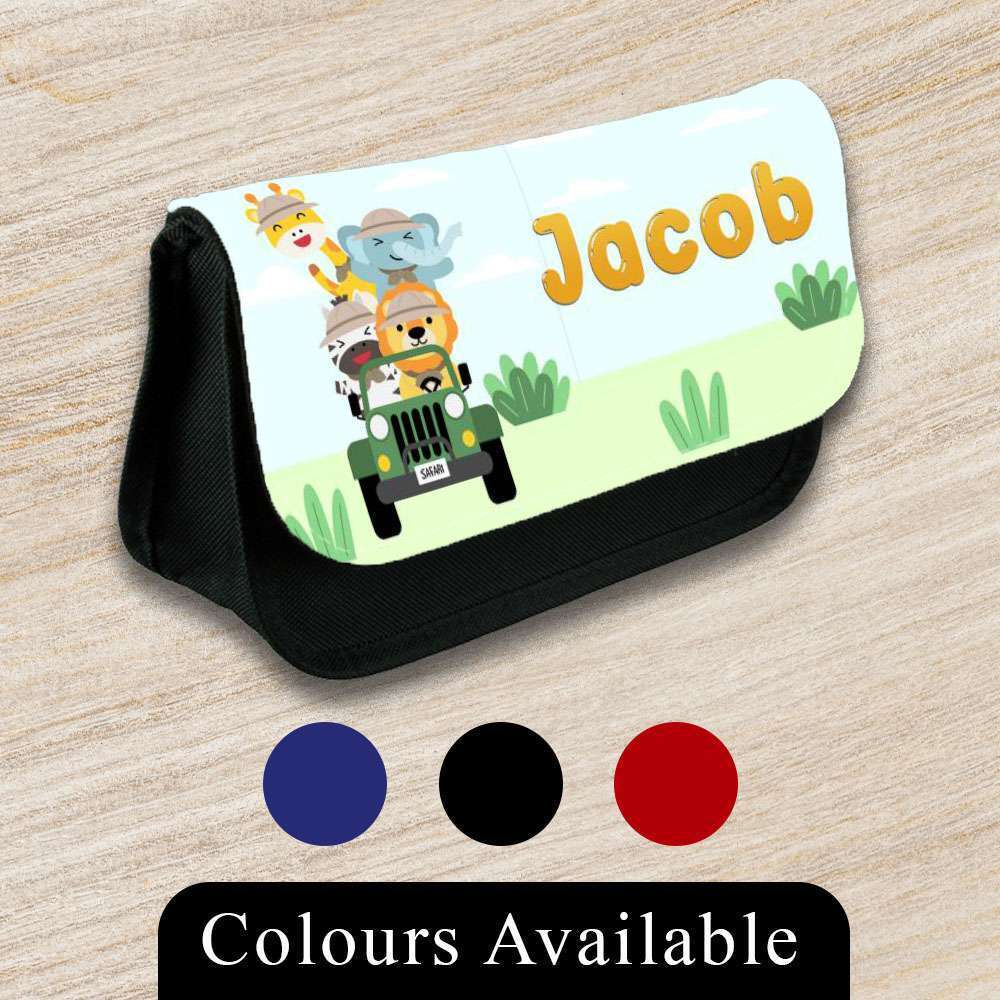 Personalised Pencil Case Jungle Girls Boys Stationary Kids School Bag 6