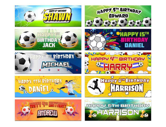 Personalised Birthday Banners Football Design Children Kids Party Decoration 1