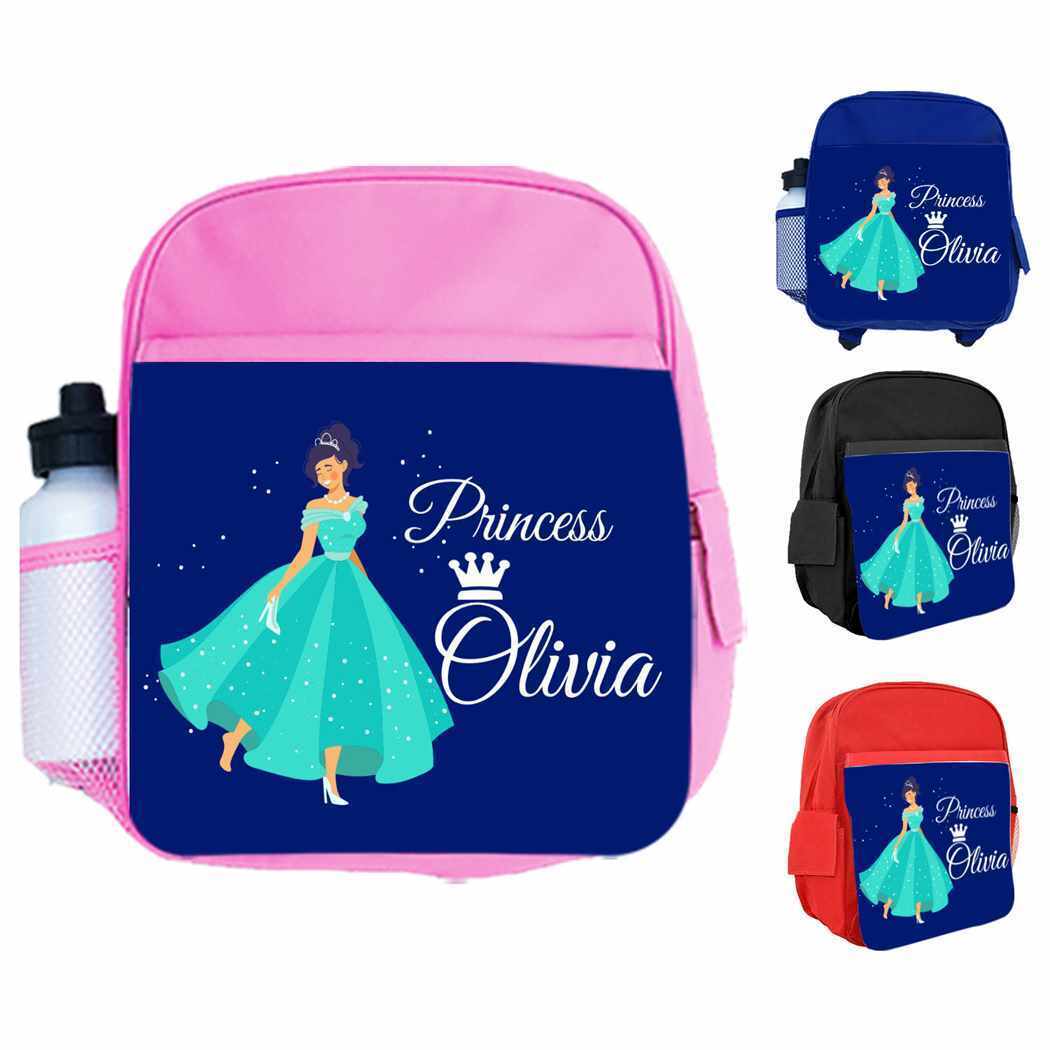 Personalised Kids Backpack Any Name Princess Design Boys Girls kid School Bag 33