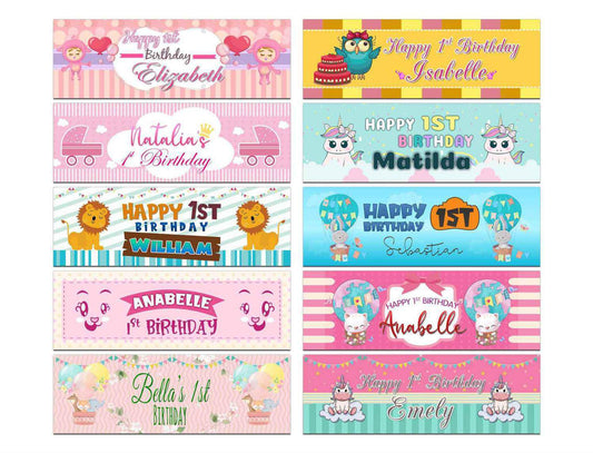 Personalised Birthday Banners Generic Design Children Kids Party Decoration 247