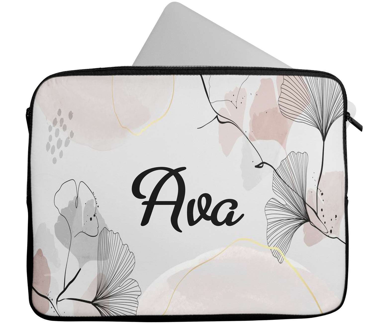 Personalised Any Name Floral Design Laptop Case Sleeve Tablet Bag 31