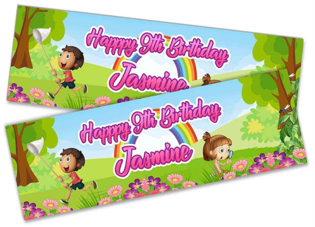 Personalised Birthday Banners Jungle Design Children Kids Party Decoration 81