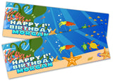 x2 Personalised Birthday Banner Sea Design Children Kids Party Decoration Poster