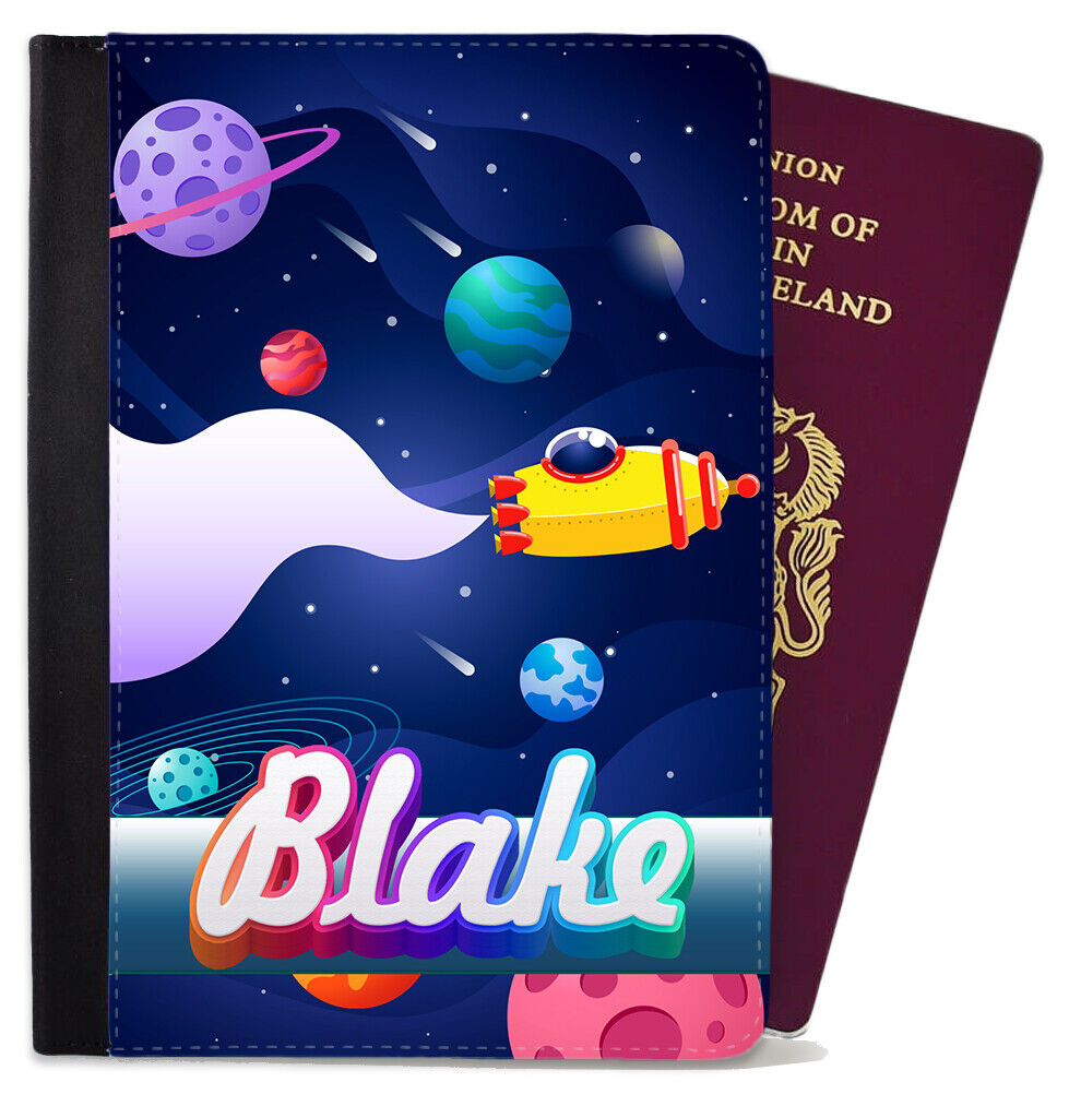 Personalised Space Childern Passport Cover Holder Any Name Holiday Accessory 6