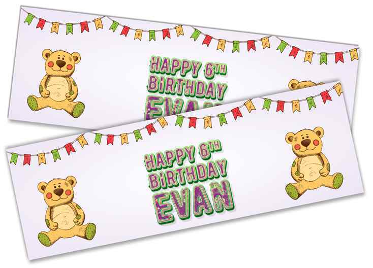 Personalised Birthday Banners Generic Design Children Kids Party Decoration 219