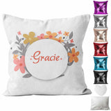 Personalised Cushion Floral Sequin Cushion Pillow Printed Birthday Gift 92