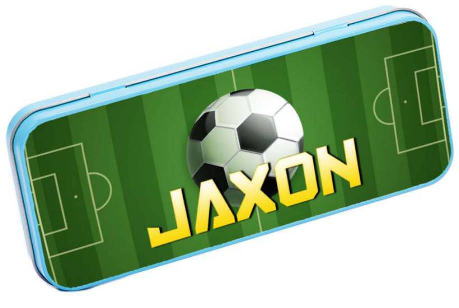 Personalised Any Name Football Pencil Case Tin Children School Kids Stationary 2