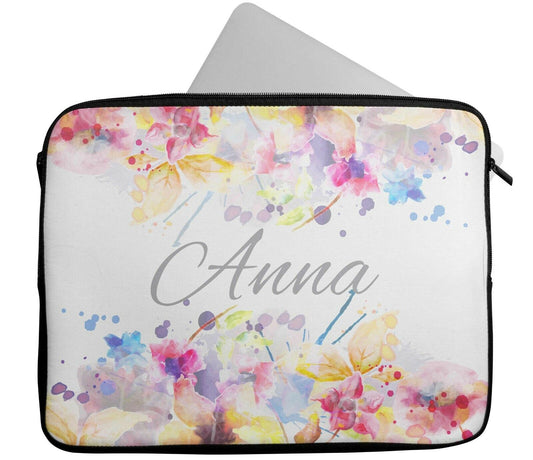 Personalised Any Name Floral Design Laptop Case Sleeve Tablet Bag Chromebook 11