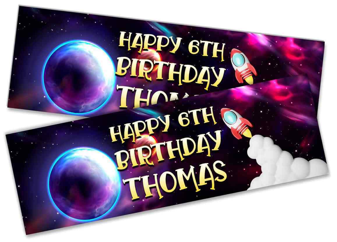 Personalised Birthday Banners Space Design Children Kids Party Decoration 88