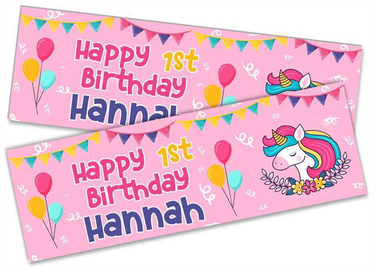 Personalised Birthday Banners Generic Design Children Kids Party Decoration 164