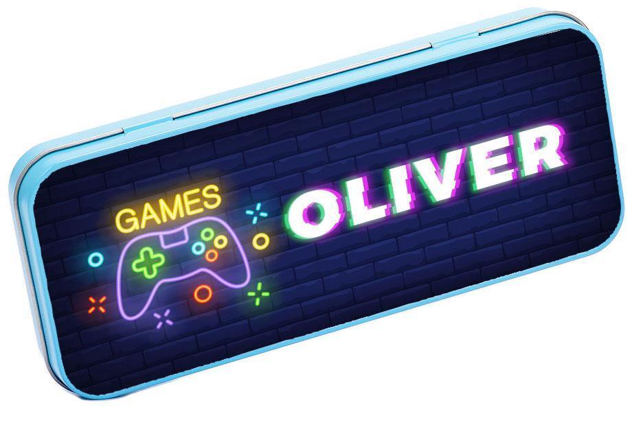 Personalised Any Name Gaming Pencil Case Tin Children School Kids Stationary 6