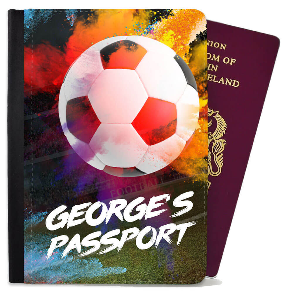 Personalised Football Children Passport Cover Holder Any Name Holiday 12