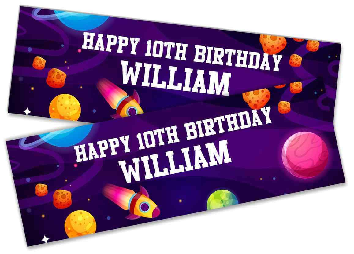 Personalised Birthday Banners Space Design Children Kids Party Decoration 88