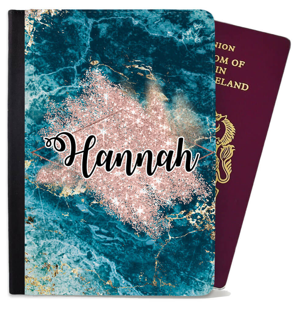 Personalised Glitter kids Passport Cover Holder Any Name Holiday Accessory 20