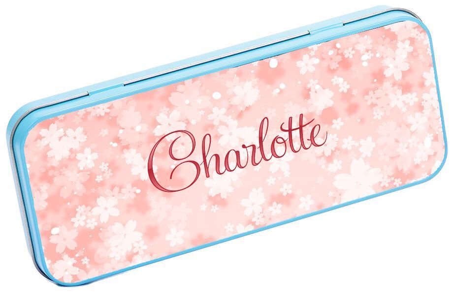 Personalised Any Name Floral Pencil Case Tin Children School Kids Stationary 13