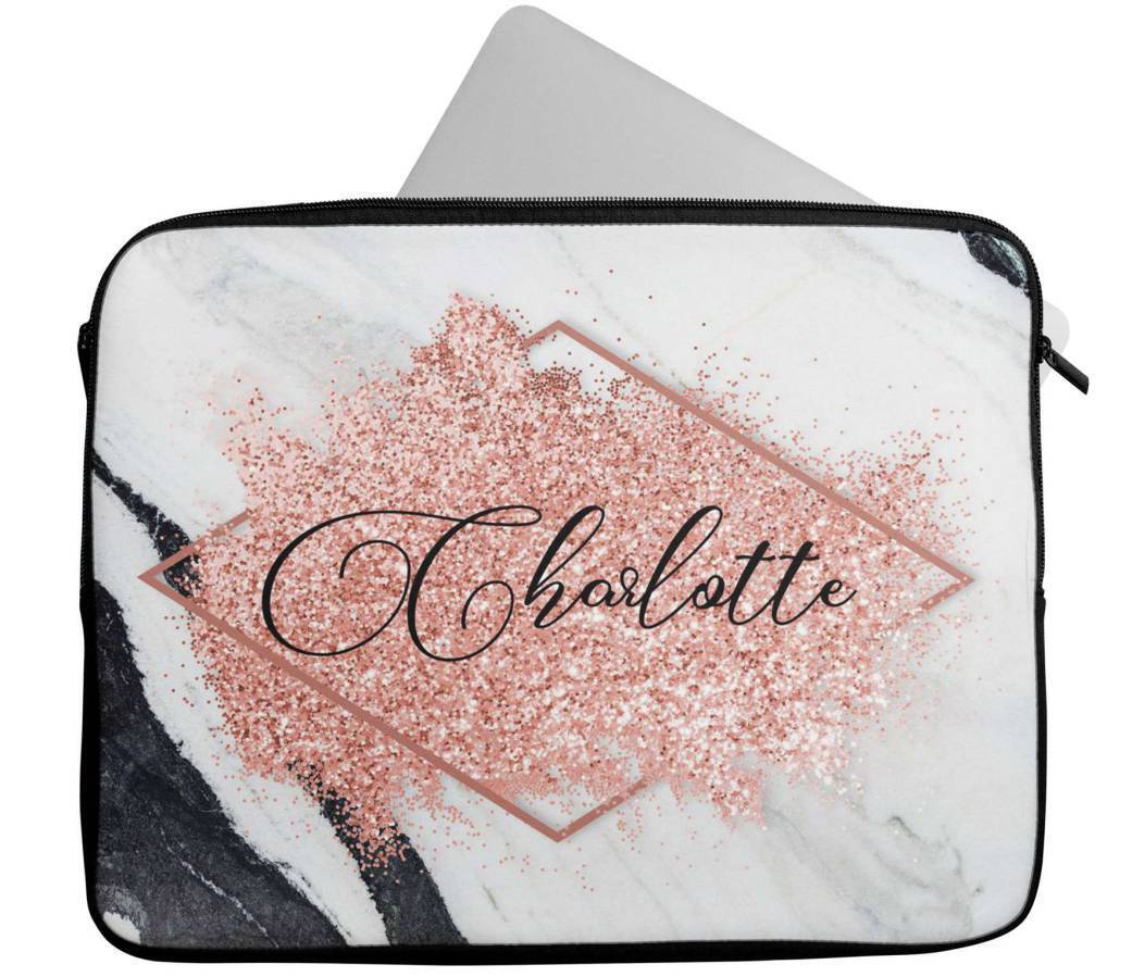 Personalised Any Name Glitter Design Laptop Case Sleeve Tablet Bag 68