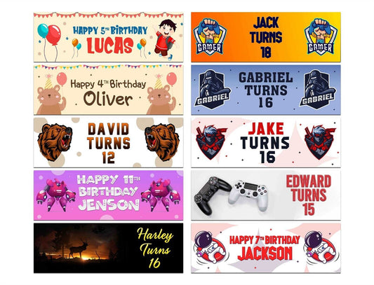 Personalised Birthday Banners Generic Design Children Kids Party Decoration 137
